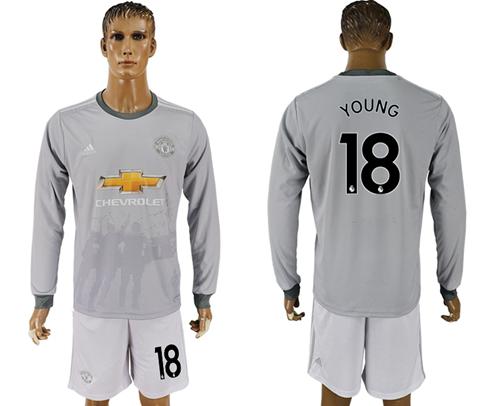 Manchester United #18 Young Sec Away Long Sleeves Soccer Club Jersey - Click Image to Close